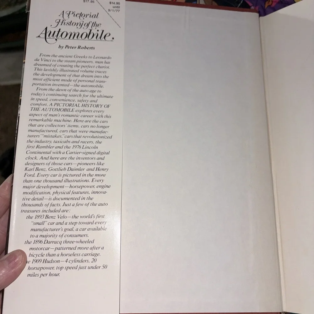 The Pictorial History of the Automobile by Peter Roberts‎ (HC/DJ)